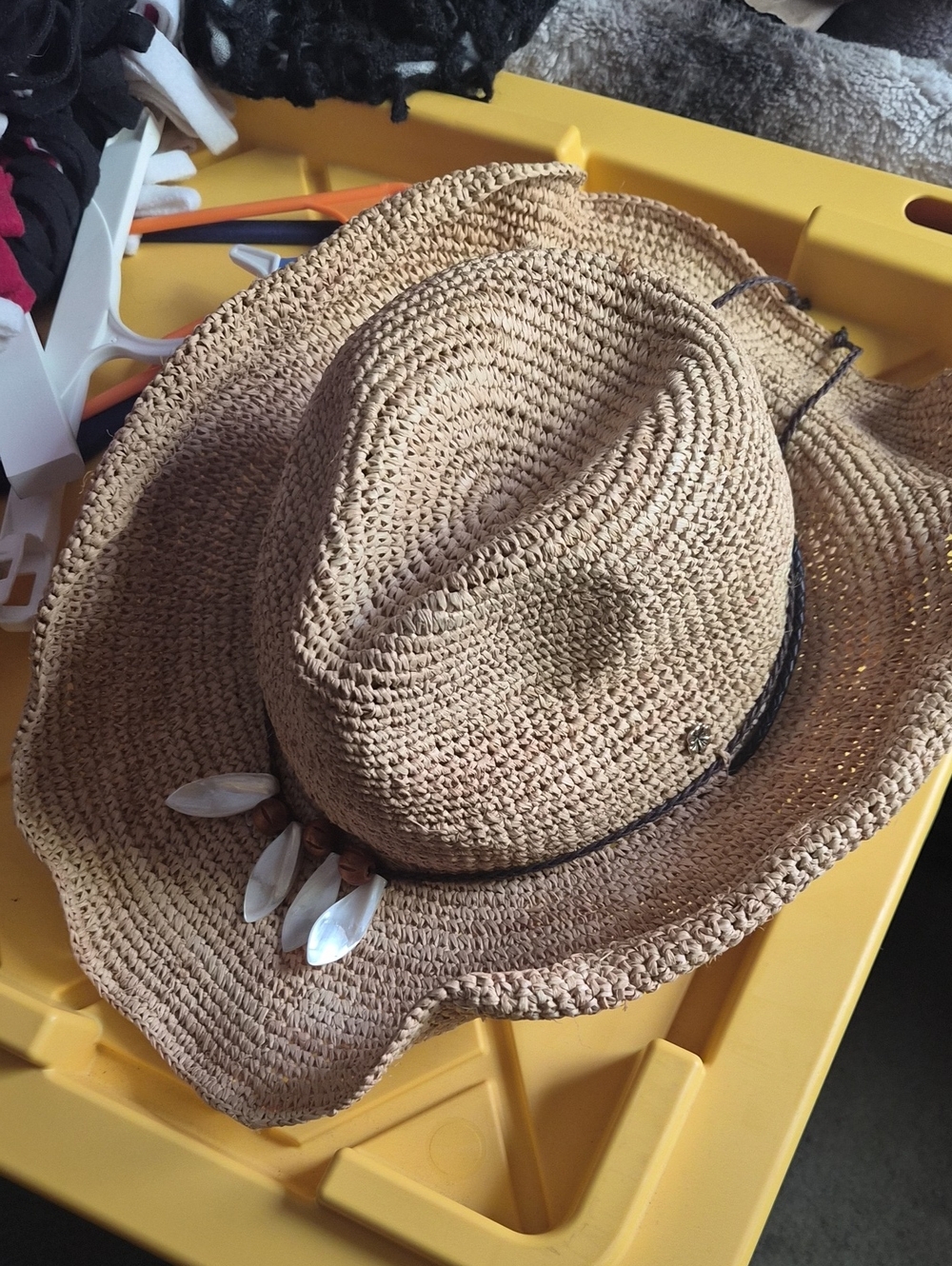 Flora Bella Natural Straw cowboy style with Shell Accent